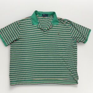 Polo Ralph Lauren Shirt Mens 3XB Green striped Short Sleeve Polo Shirt m Pony